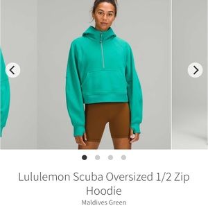 Lululemon Scuba Oversized 1/2 Zip Hoodie in Maldives Green